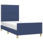 vidaXL Bettgestell mit Kopfteil Blau 100x200 cm Stoff vidaXL Bettgestell mit Kopfteil Blau 100x200 cm Stoff