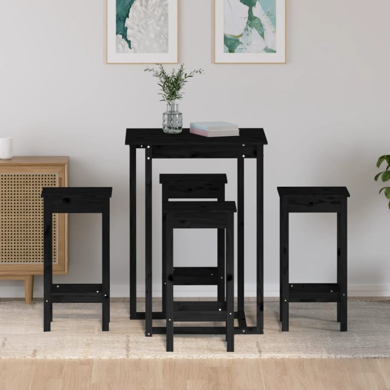 vidaXL 5-tlg. Bar-Set Schwarz Massivholz Kiefer vidaXL 5-tlg. Bar-Set Schwarz Massivholz Kiefer