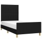 vidaXL Bettgestell mit Kopfteil Schwarz 90x190 cm Stoff vidaXL Bettgestell mit Kopfteil Schwarz 90x190 cm Stoff