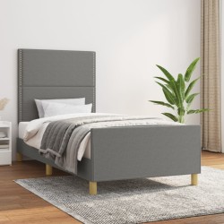 vidaXL Bettgestell mit Kopfteil Dunkelgrau 100x200 cm Stoff