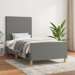 vidaXL Bettgestell mit Kopfteil Dunkelgrau 80x200 cm Stoff
