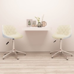 Esszimmerstühle 2 Stk. Drehbar Creme und Weiß Kunstleder
