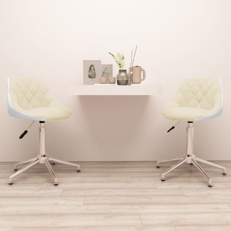 Esszimmerstühle 2 Stk. Drehbar Creme und Weiß Kunstleder