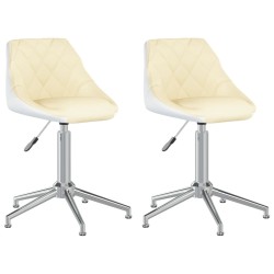 Esszimmerstühle 2 Stk. Drehbar Creme und Weiß Kunstleder
