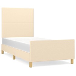 vidaXL Bettgestell mit Kopfteil Creme 90x190 cm Stoff
