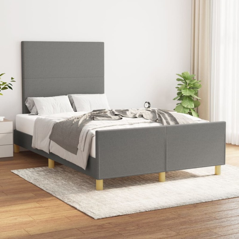 vidaXL Bettgestell mit Kopfteil Dunkelgrau 120x200 cm Stoff vidaXL Bettgestell mit Kopfteil Dunkelgrau 120x200 cm Stoff