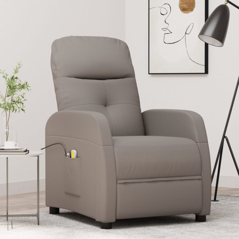 vidaXL Massagesessel mit Aufstehhilfe Taupe Stoff vidaXL Massagesessel mit Aufstehhilfe Taupe Stoff