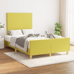 vidaXL Bettgestell mit Kopfteil Grün 120x200 cm Stoff