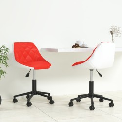 Esszimmerstühle 2 Stk. Drehbar Rot und Weiß Kunstleder