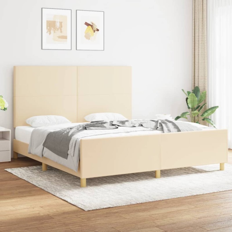 vidaXL Bettgestell mit Kopfteil Creme 180x200 cm Stoff vidaXL Bettgestell mit Kopfteil Creme 180x200 cm Stoff