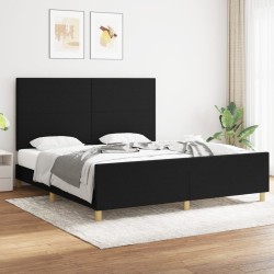 vidaXL Bettgestell mit Kopfteil Schwarz 180x200 cm Stoff