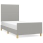 vidaXL Bettgestell mit Kopfteil Hellgrau 90x190 cm Stoff vidaXL Bettgestell mit Kopfteil Hellgrau 90x190 cm Stoff