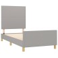 vidaXL Bettgestell mit Kopfteil Hellgrau 90x190 cm Stoff vidaXL Bettgestell mit Kopfteil Hellgrau 90x190 cm Stoff
