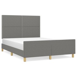 vidaXL Bettgestell mit Kopfteil Dunkelgrau 140x200 cm Stoff