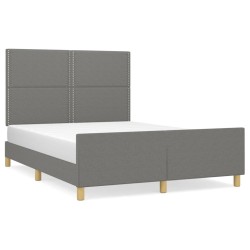 vidaXL Bettgestell mit Kopfteil Dunkelgrau 140x190 cm Stoff