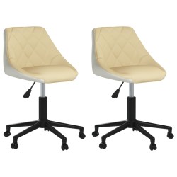 Esszimmerstühle 2 Stk. Drehbar Creme und Weiß Kunstleder