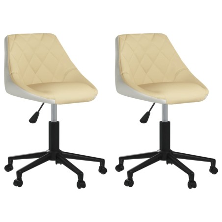 Esszimmerstühle 2 Stk. Drehbar Creme und Weiß Kunstleder