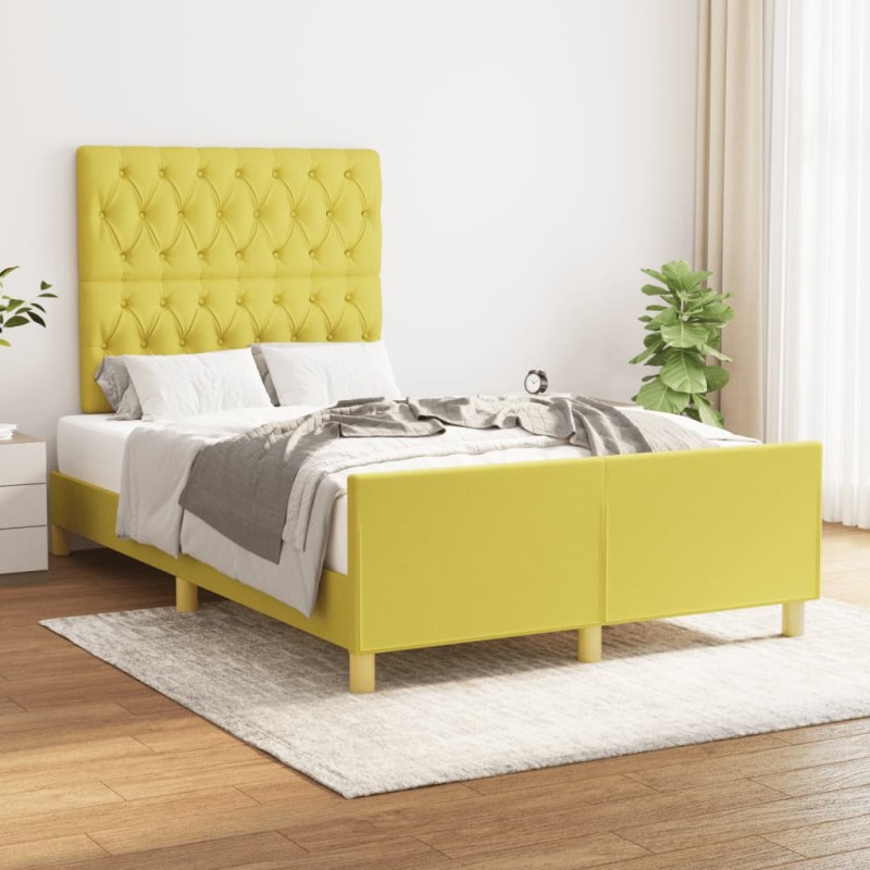 vidaXL Bettgestell mit Kopfteil Grün 120x200 cm Stoff vidaXL Bettgestell mit Kopfteil Grün 120x200 cm Stoff