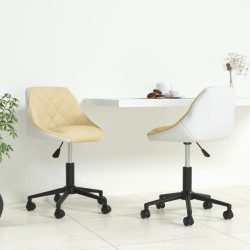 Esszimmerstühle 2 Stk. Drehbar Creme und Weiß Kunstleder