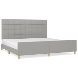 vidaXL Bettgestell mit Kopfteil Hellgrau 200x200 cm Stoff
