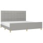 vidaXL Bettgestell mit Kopfteil Hellgrau 200x200 cm Stoff vidaXL Bettgestell mit Kopfteil Hellgrau 200x200 cm Stoff