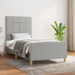 vidaXL Bettgestell mit Kopfteil Hellgrau 90x200 cm Stoff