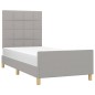 vidaXL Bettgestell mit Kopfteil Hellgrau 90x190 cm Stoff vidaXL Bettgestell mit Kopfteil Hellgrau 90x190 cm Stoff