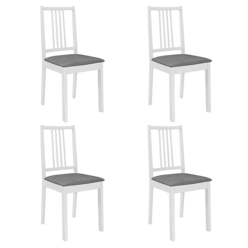 Esszimmerstühle mit Polstern 4 Stk. Weiß Massivholz Esszimmerstühle mit Polstern 4 Stk. Weiß Massivholz