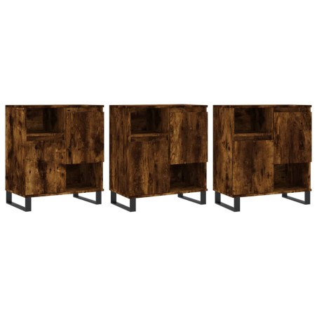 vidaXL Sideboards 3 Stk. Räuchereiche Holzwerkstoff
