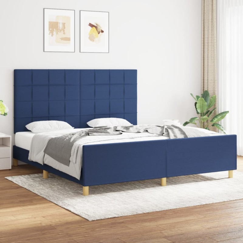 vidaXL Bettgestell mit Kopfteil Blau 180x200 cm Stoff vidaXL Bettgestell mit Kopfteil Blau 180x200 cm Stoff