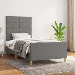vidaXL Bettgestell mit Kopfteil Dunkelgrau 100x200 cm Stoff