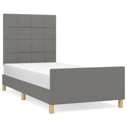vidaXL Bettgestell mit Kopfteil Dunkelgrau 100x200 cm Stoff