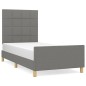 vidaXL Bettgestell mit Kopfteil Dunkelgrau 100x200 cm Stoff vidaXL Bettgestell mit Kopfteil Dunkelgrau 100x200 cm Stoff