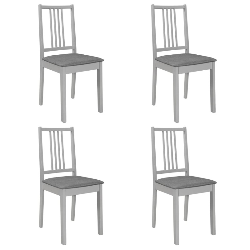 Esszimmerstühle mit Polstern 4 Stk. Grau Massivholz Esszimmerstühle mit Polstern 4 Stk. Grau Massivholz