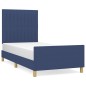 vidaXL Bettgestell mit Kopfteil Blau 90x190 cm Stoff vidaXL Bettgestell mit Kopfteil Blau 90x190 cm Stoff