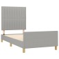 vidaXL Bettgestell mit Kopfteil Hellgrau 90x190 cm Stoff vidaXL Bettgestell mit Kopfteil Hellgrau 90x190 cm Stoff