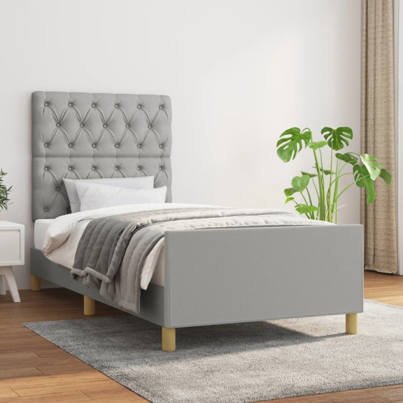 vidaXL Bettgestell mit Kopfteil Hellgrau 80x200 cm Stoff vidaXL Bettgestell mit Kopfteil Hellgrau 80x200 cm Stoff
