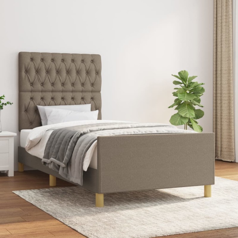 vidaXL Bettgestell mit Kopfteil Taupe 90x190 cm Stoff vidaXL Bettgestell mit Kopfteil Taupe 90x190 cm Stoff