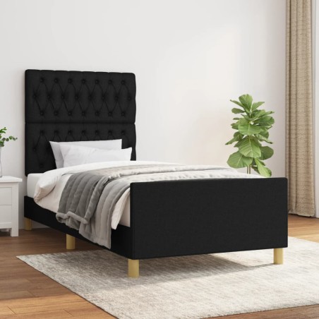 vidaXL Bettgestell mit Kopfteil Schwarz 100x200 cm Stoff