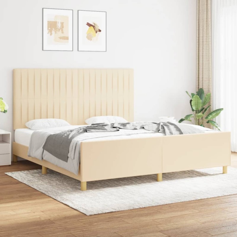 vidaXL Bettgestell mit Kopfteil Creme 180x200 cm Stoff vidaXL Bettgestell mit Kopfteil Creme 180x200 cm Stoff