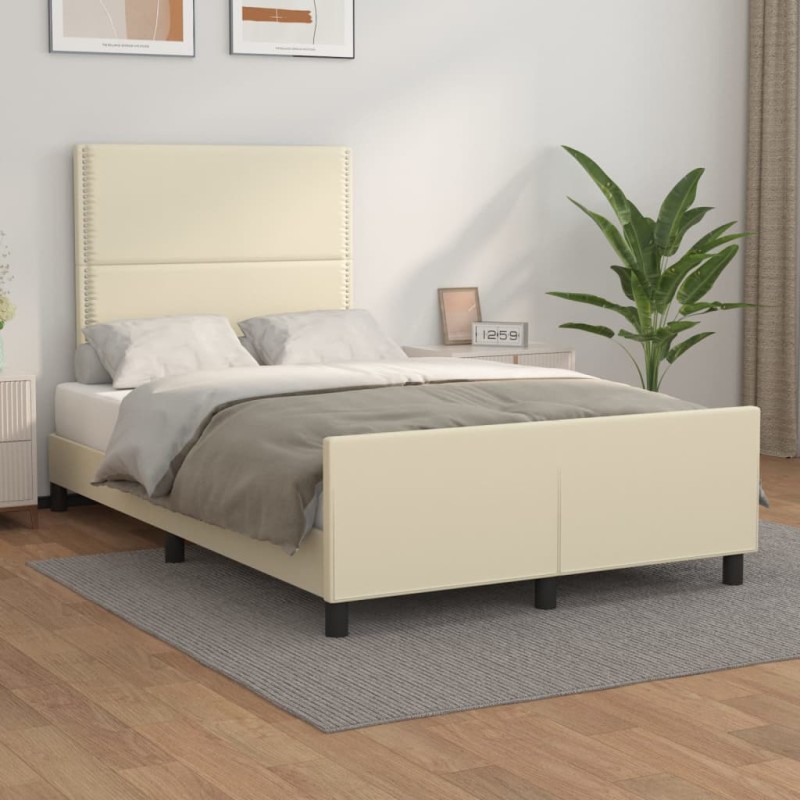 vidaXL Bettgestell mit Kopfteil Creme 120x200 cm Kunstleder vidaXL Bettgestell mit Kopfteil Creme 120x200 cm Kunstleder