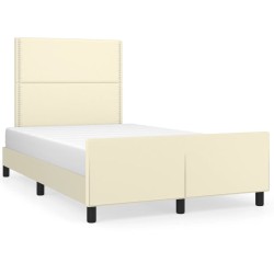 vidaXL Bettgestell mit Kopfteil Creme 120x200 cm Kunstleder