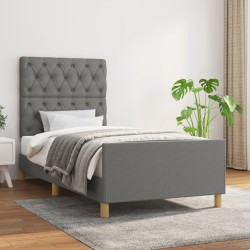 vidaXL Bettgestell mit Kopfteil Dunkelgrau 80x200 cm Stoff