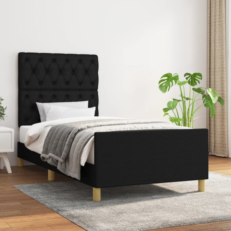vidaXL Bettgestell mit Kopfteil Schwarz 80x200 cm Stoff vidaXL Bettgestell mit Kopfteil Schwarz 80x200 cm Stoff