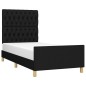 vidaXL Bettgestell mit Kopfteil Schwarz 90x190 cm Stoff vidaXL Bettgestell mit Kopfteil Schwarz 90x190 cm Stoff