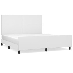 vidaXL Bettgestell mit Kopfteil Weiß 180x200 cm Kunstleder