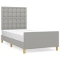 vidaXL Bettgestell mit Kopfteil Hellgrau 90x190 cm Stoff vidaXL Bettgestell mit Kopfteil Hellgrau 90x190 cm Stoff