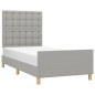 vidaXL Bettgestell mit Kopfteil Hellgrau 90x190 cm Stoff vidaXL Bettgestell mit Kopfteil Hellgrau 90x190 cm Stoff