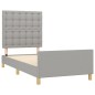 vidaXL Bettgestell mit Kopfteil Hellgrau 90x190 cm Stoff vidaXL Bettgestell mit Kopfteil Hellgrau 90x190 cm Stoff