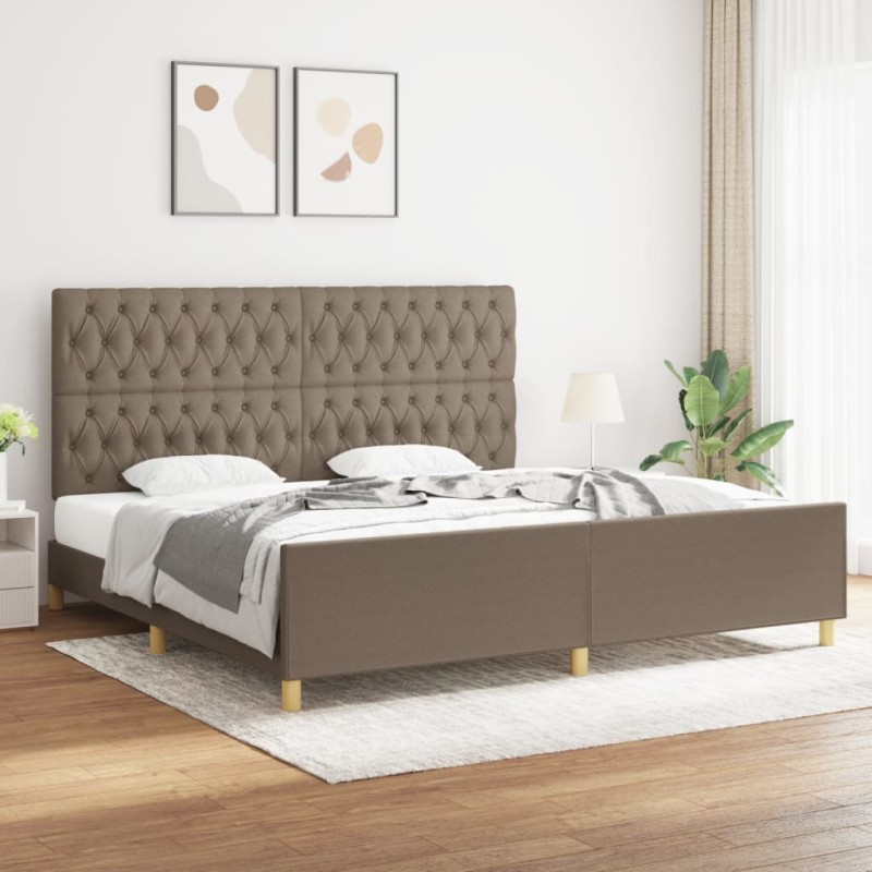 vidaXL Bettgestell mit Kopfteil Taupe 200x200 cm Stoff vidaXL Bettgestell mit Kopfteil Taupe 200x200 cm Stoff